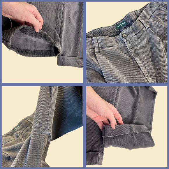 2000s Dockers corduroy mens pants, size 40x32 dark grey cotton cuffed pants - Picture 4 of 8